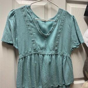Maurices Aqua Lace Trim Blouse